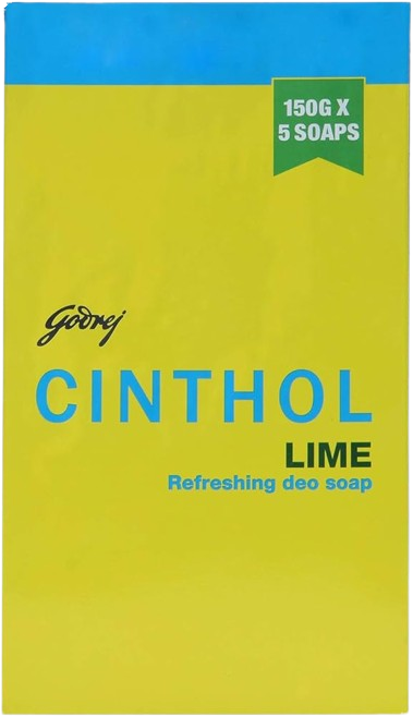 Cinthol Bathing Bar, Lime, 150g (Pack of 5)