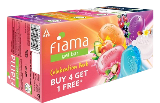 Fiama Di Wills Gel Bar Celebration Pack, 125G (Buy 4 Get 1 Free), 625 G, Multicolor
