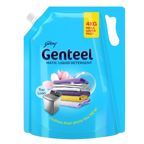 Genteel Matic Liquid Detergent Refill Pouch for Top load Washing - 4KG with Added Fabric Conditioner
