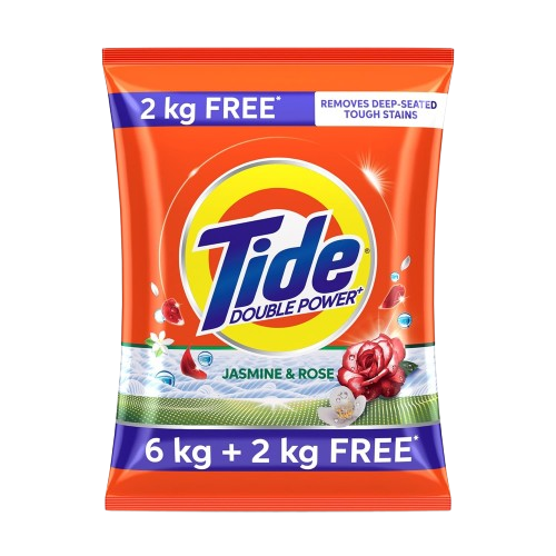 Tide Plus Detergent Washing Powder 8 kg (6+2kg free), Jasmine & Rose Fragrance