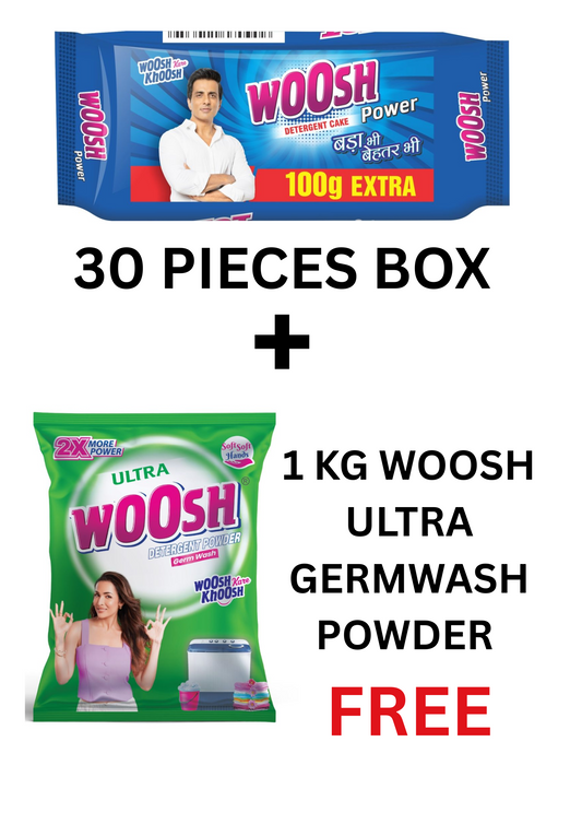 WOOSH DETERGENT SOAP 240 GRAMS 30 PIECES BOX - 1 KG WOOSH GERMWASH FREE