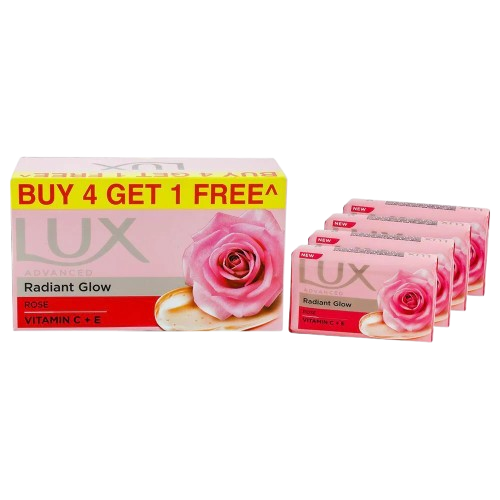 Lux Rose & Vitamin E Soft Glow Skin Soap Bar 150 g (Buy 4 Get 1 Free)
